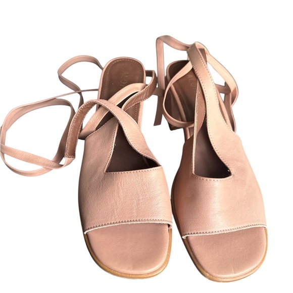 ALOHAS The Lille Leather Block Heels  in Peach Ankle Strap Nude Size EU38 - Picture 4 of 12